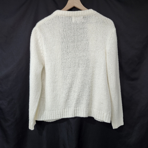 VTG The Import Workshop Women's Cardigan Size L Ivory Open Knit Scandi Chic - Picture 3 of 8